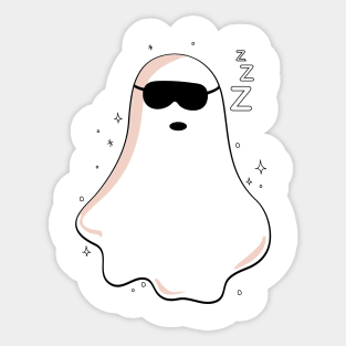 funny sleepy Ghost with glasses soul halloween Sticker